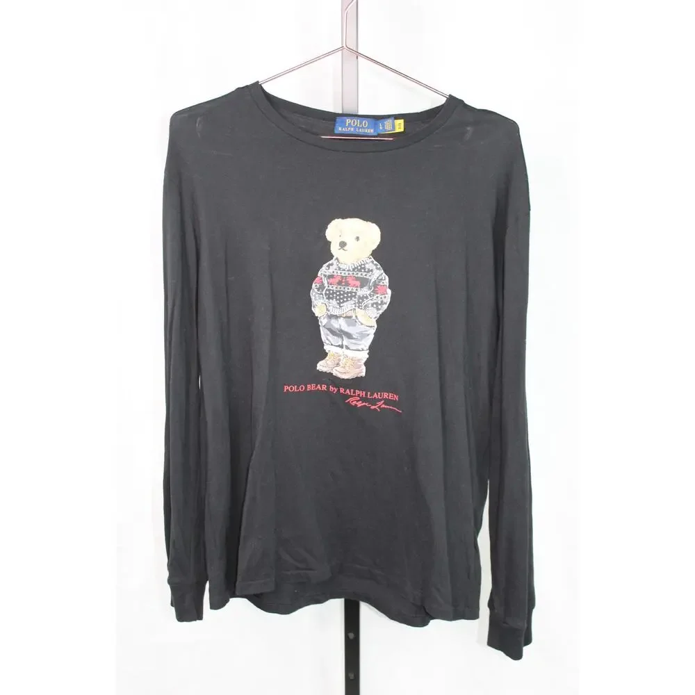 Polo Ralph Lauren Bear Long Sleeve Shirt Iconic Graphic Holiday Theme Large